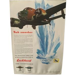 Vintage 1943 Lockheed Sub Smasher Ad Advertisement